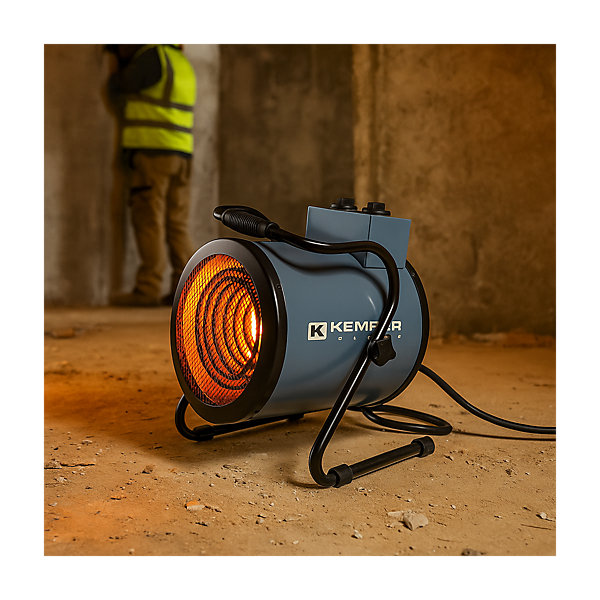 Générateur Air Chaud Electrique Portable 3000W - Chauffage Soufflant Chantier Ventilation Thermostat Atelier Garage Kemper