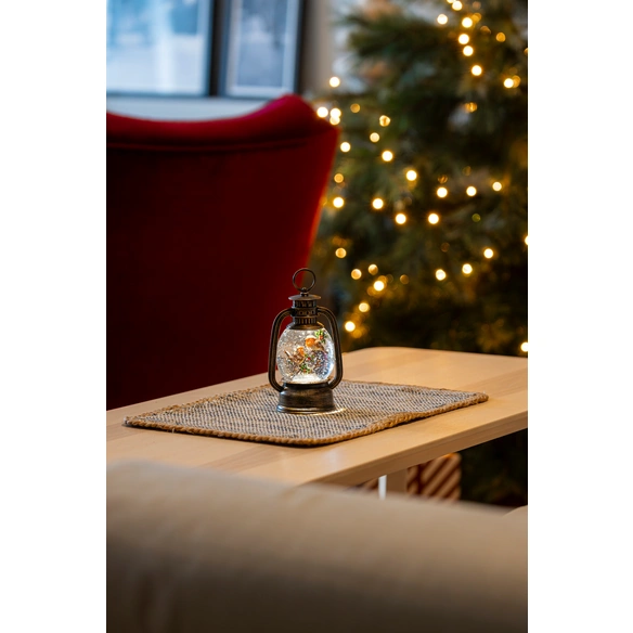 LED Laterne, Kunststoff, LxBxH: 10,5x8,1x16,6 cm, braun