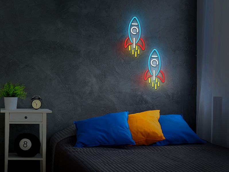 Kinkiet neonowy dziecięcy Rakieta LED mix kolorów