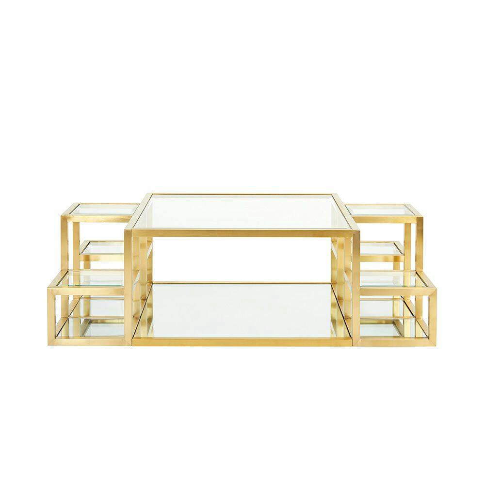 Home Gear Multi-Level Coffee Table with Mirror Bases