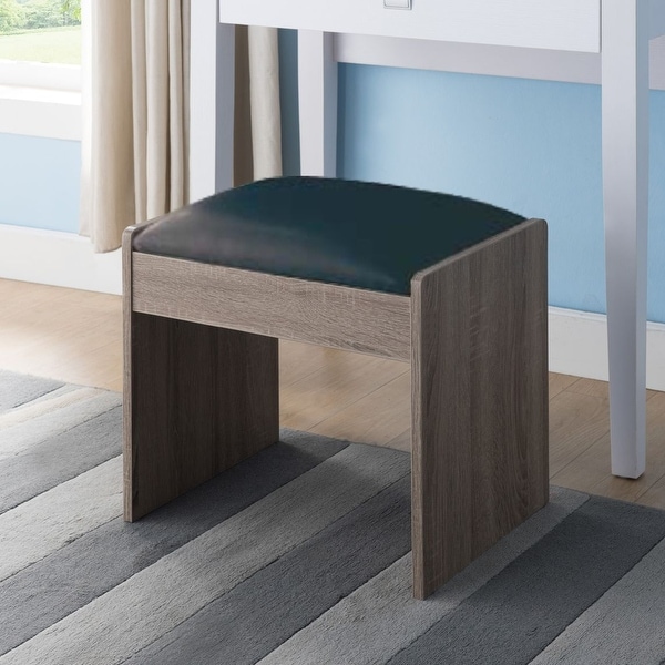 Q-Max Mid Century Modern Vinyl Cushion Stool
