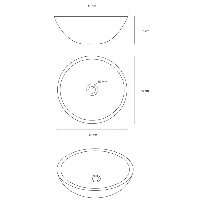 Vasque à poser Sandstone ronde Ø 40 x 12 cm DIFFERNZ