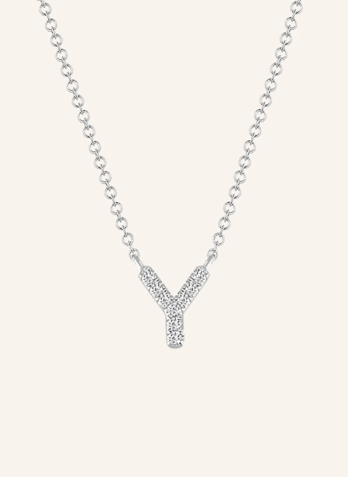 Leaf INITIALIEN Halskette „Y“ aus 14 Karat Weißgold mit Diamanten