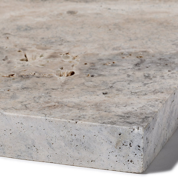 Margelle de piscine Travertin Gris Silver 61x33x3 cm Bord Droit (à l'unité) - RO'MA NATURE