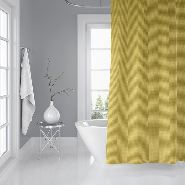 STITCHED ZIG ZAG TRIBAL MUSTARD Shower Curtain By Kavka Designs
