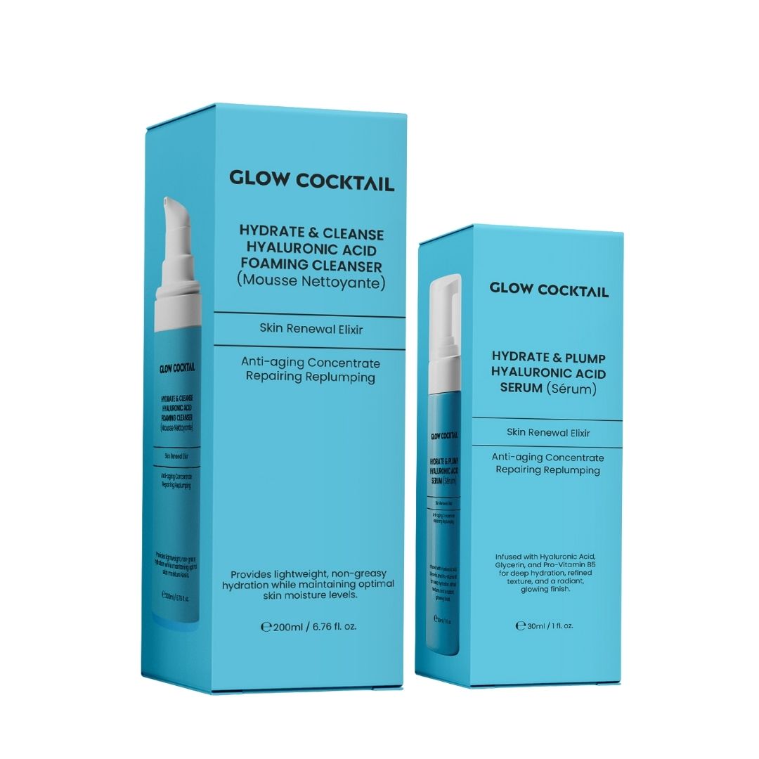 GlowCocktail London Hydrate & Cleanse Hyaluronic Acid Foaming Cleanser 200Ml   Hydrate & Plump Hyaluronic Acid Serum 30Ml