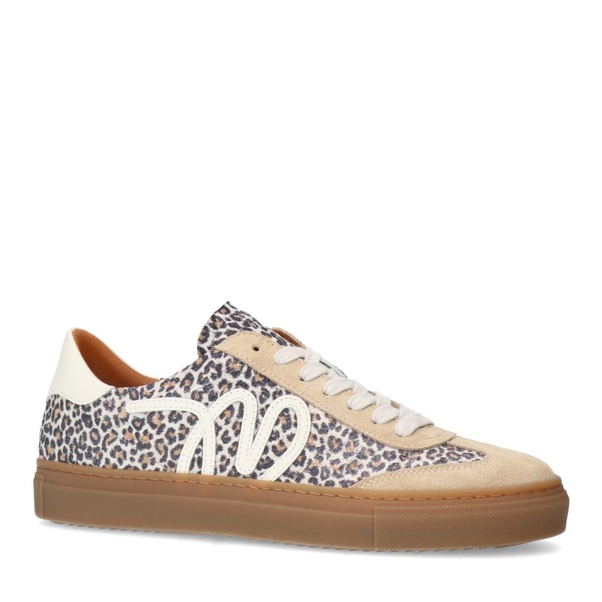 Manfield Beige suède leopard sneakers