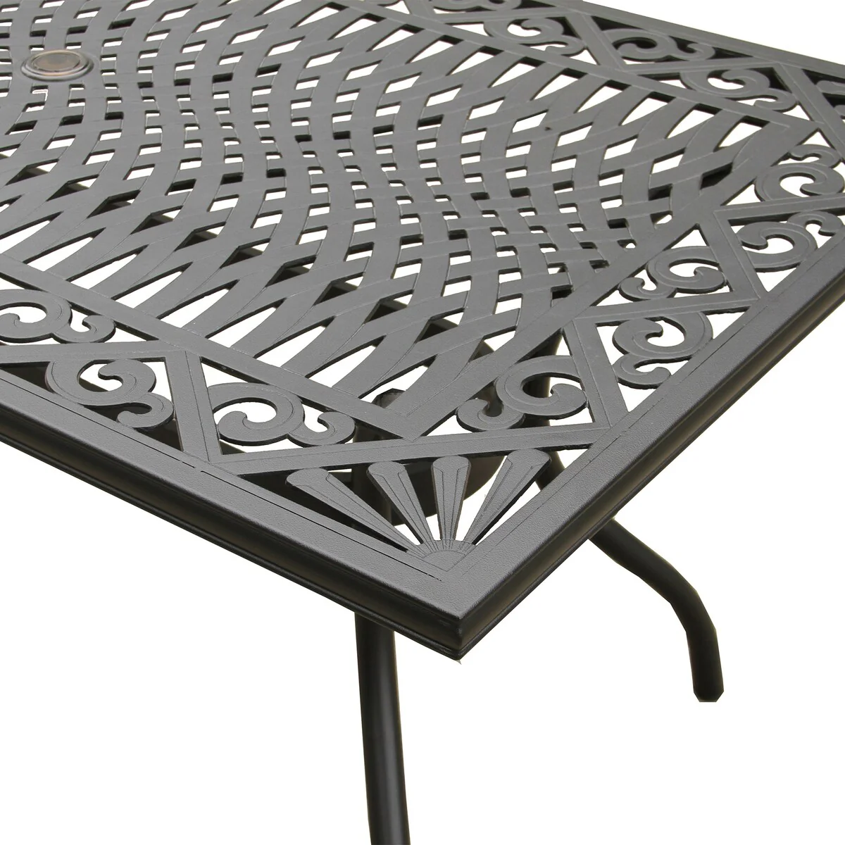 Ornate Outdoor Mesh Aluminum Black 68-in Rectangle Patio Dining Table