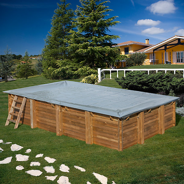 Bâche hiver pour piscine bois rectangle 4 pans Mint