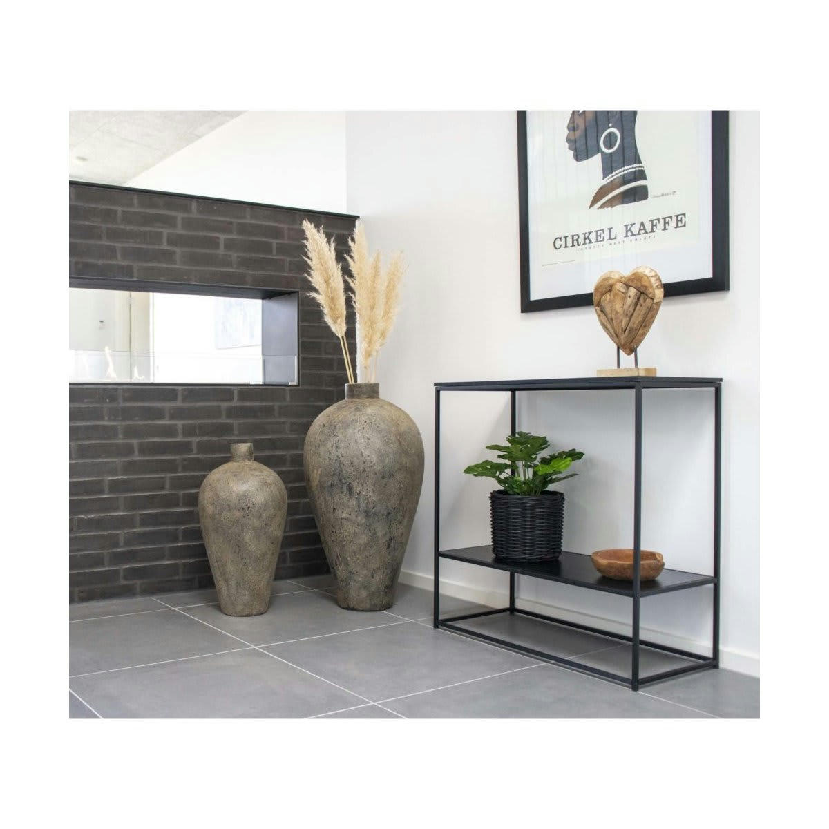 GIVAUDE - Console minimaliste en bois et métal 80x80cm noir