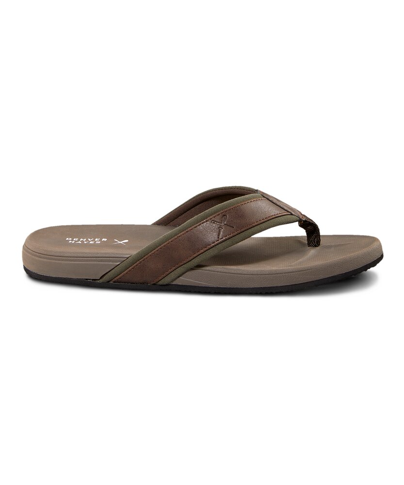 Denver Hayes Men's Mazinaw Thong Style Flip Flops - Dark Brown