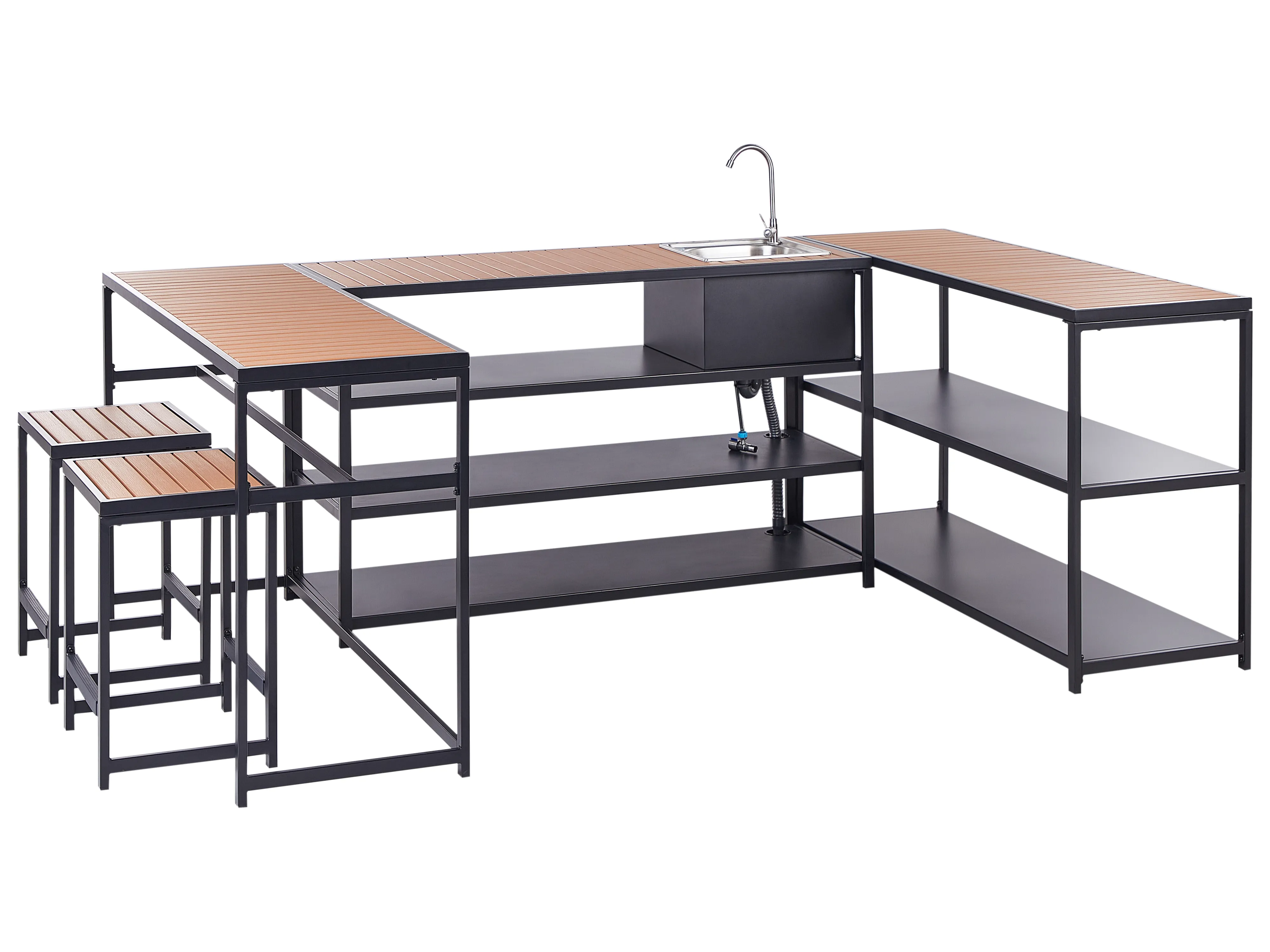 Garden Bar Set 2 Seater AVETRANA Metal Brown/ Black