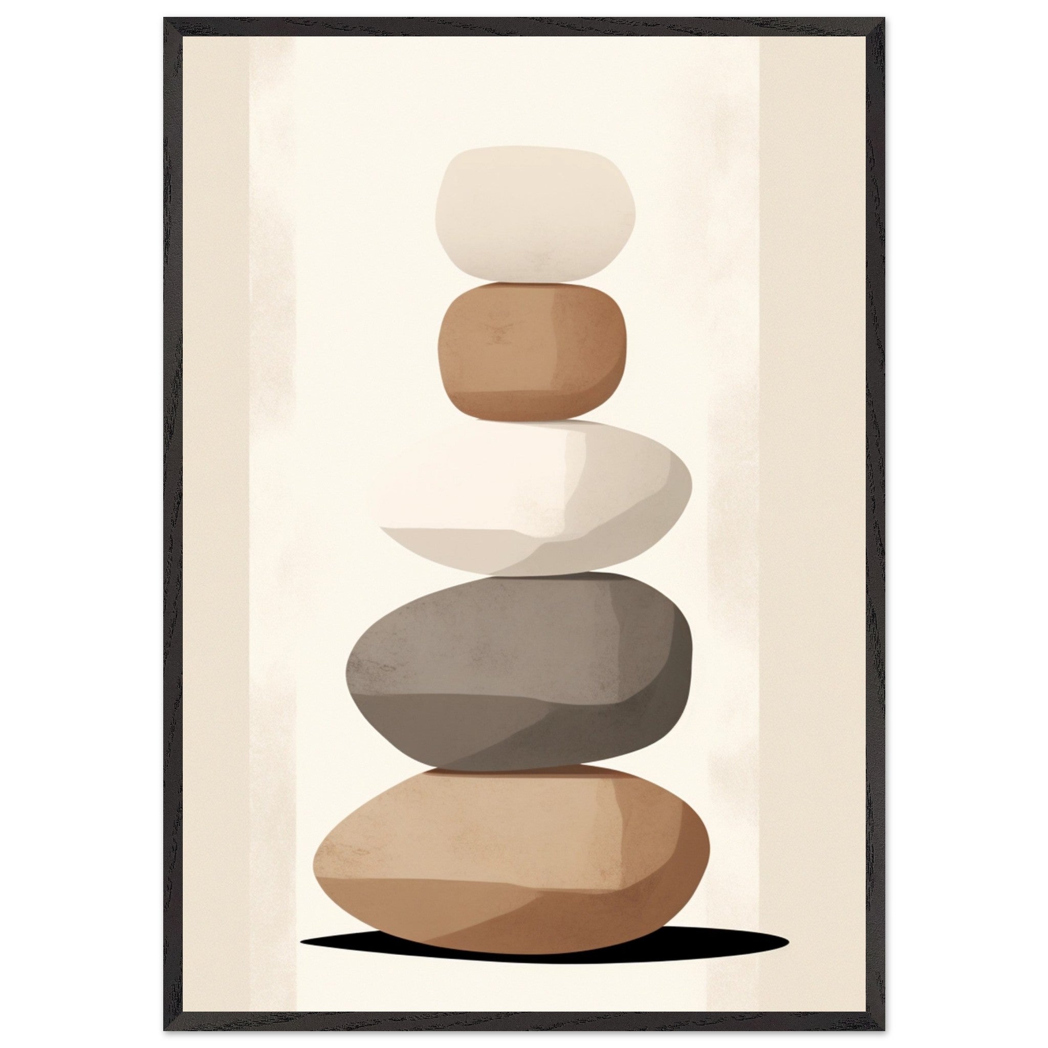 Artfulprints Poster met Lijst Stacked stones  - 70x100 cm - Taupe