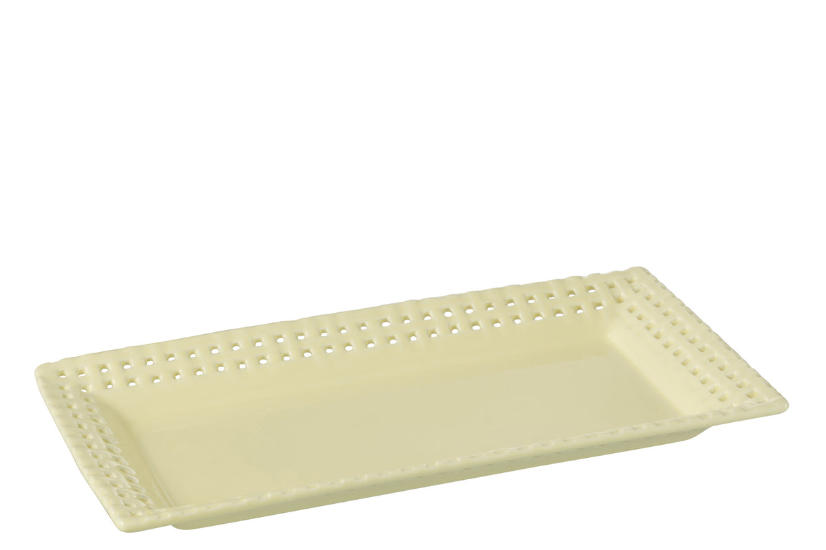 J-Line bord Rechthoekig - keramiek - geel - 6 stuks