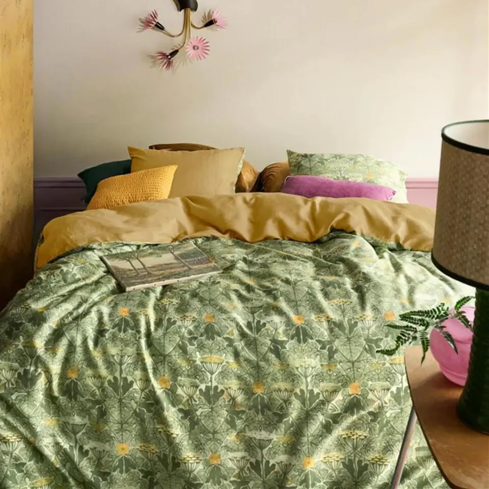 At Home by BeddingHouse Ancient Dekbedovertrek - Olijfgroen-1-perso...