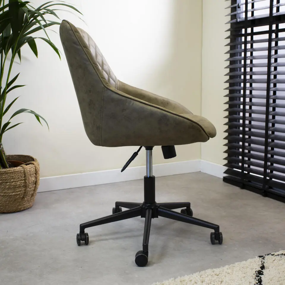 Industri?le draaibare bureaustoel Emily groen - 64,50x60x84 cm - Stof - Groen