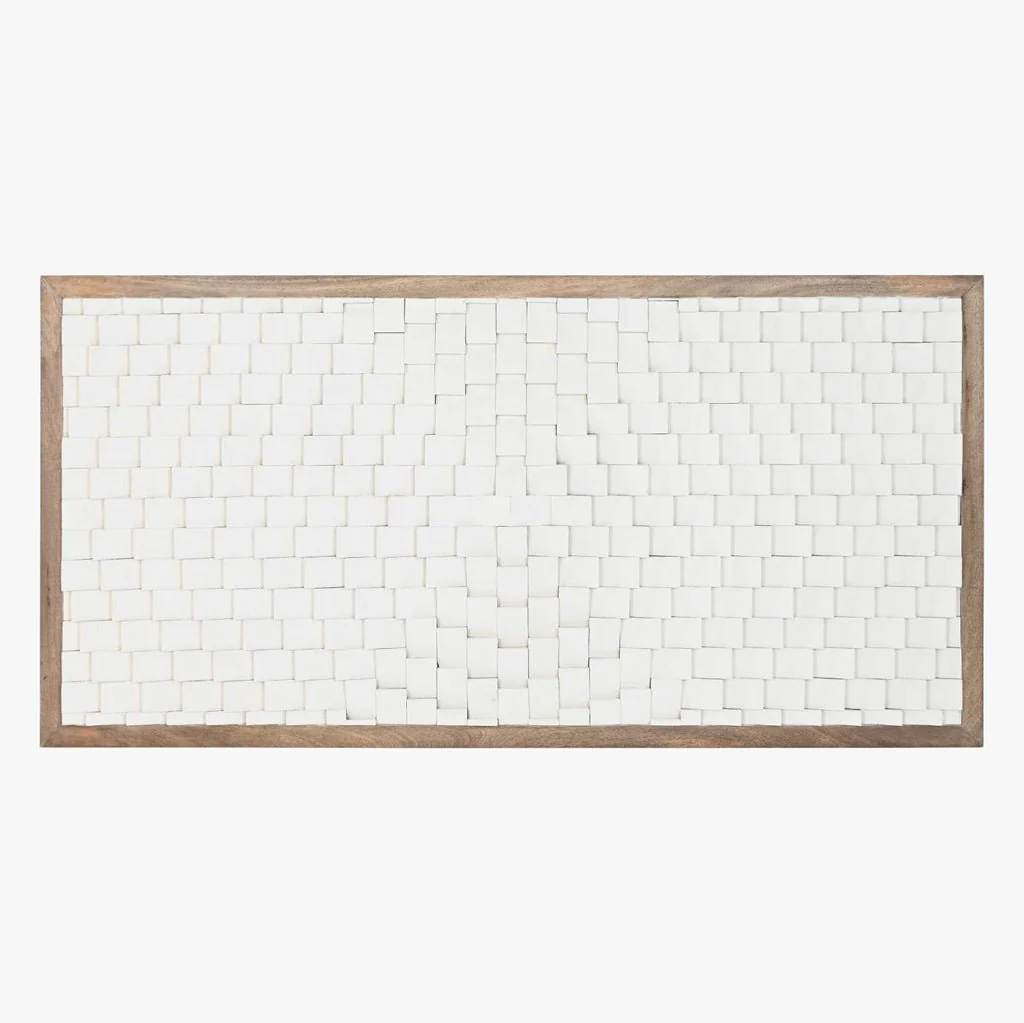 Cabeceira Cama Retangular Madeira Detalhe em Branco 180x5x90 SERENA