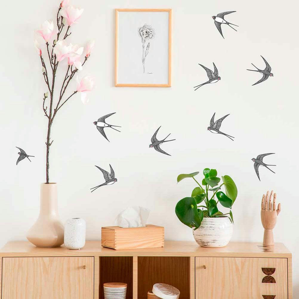 HIRONDELLES - Autocollant mural hirondelles 68x81cm