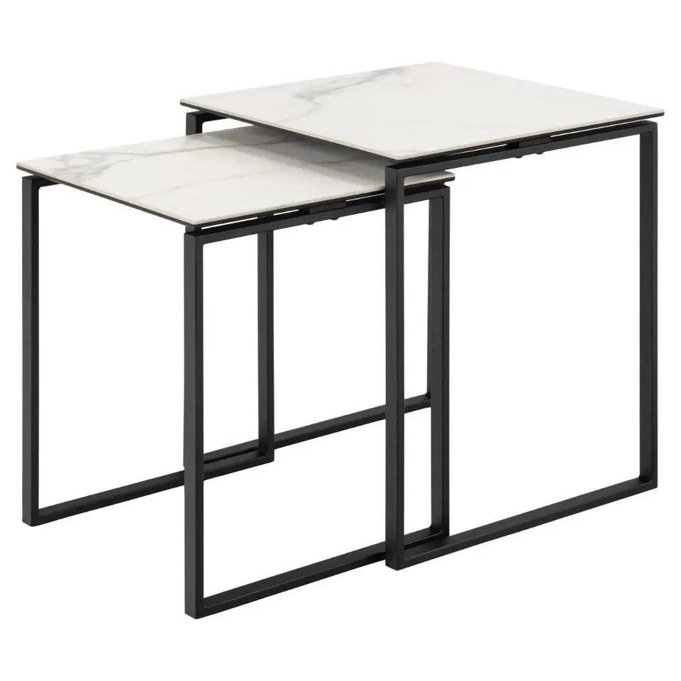 Salontafel Wit Keramiek - 50x50x55cm - Glentruan