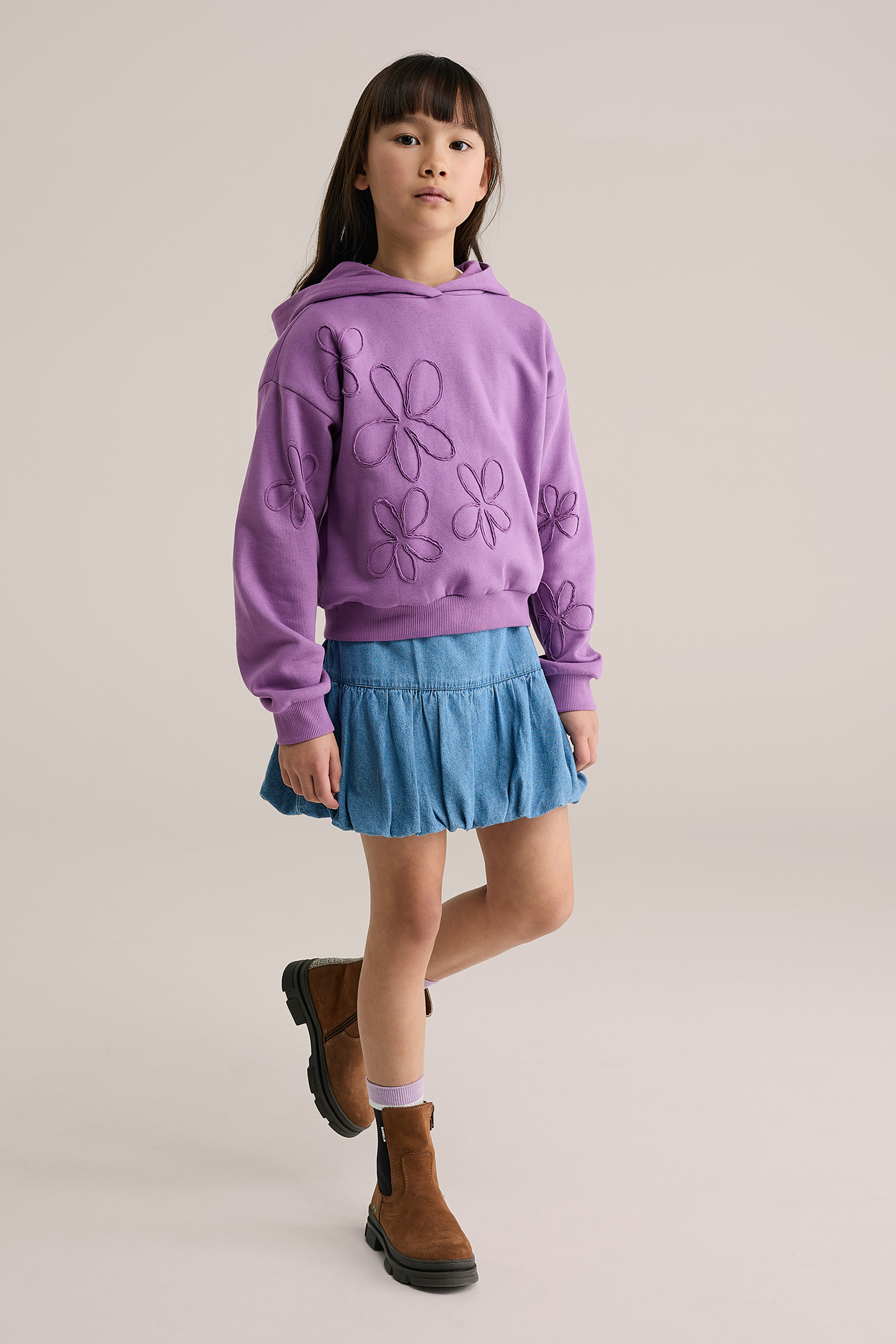 Meisjes oversized hoodie met patches