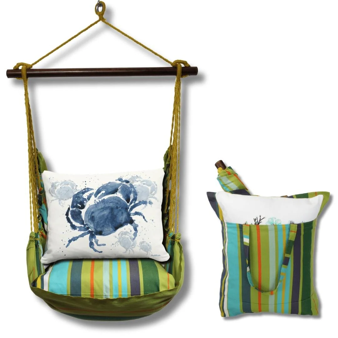 Magnolia Casual Swing Set 4 piece - Citrus Stripe w/ Indigo Crab