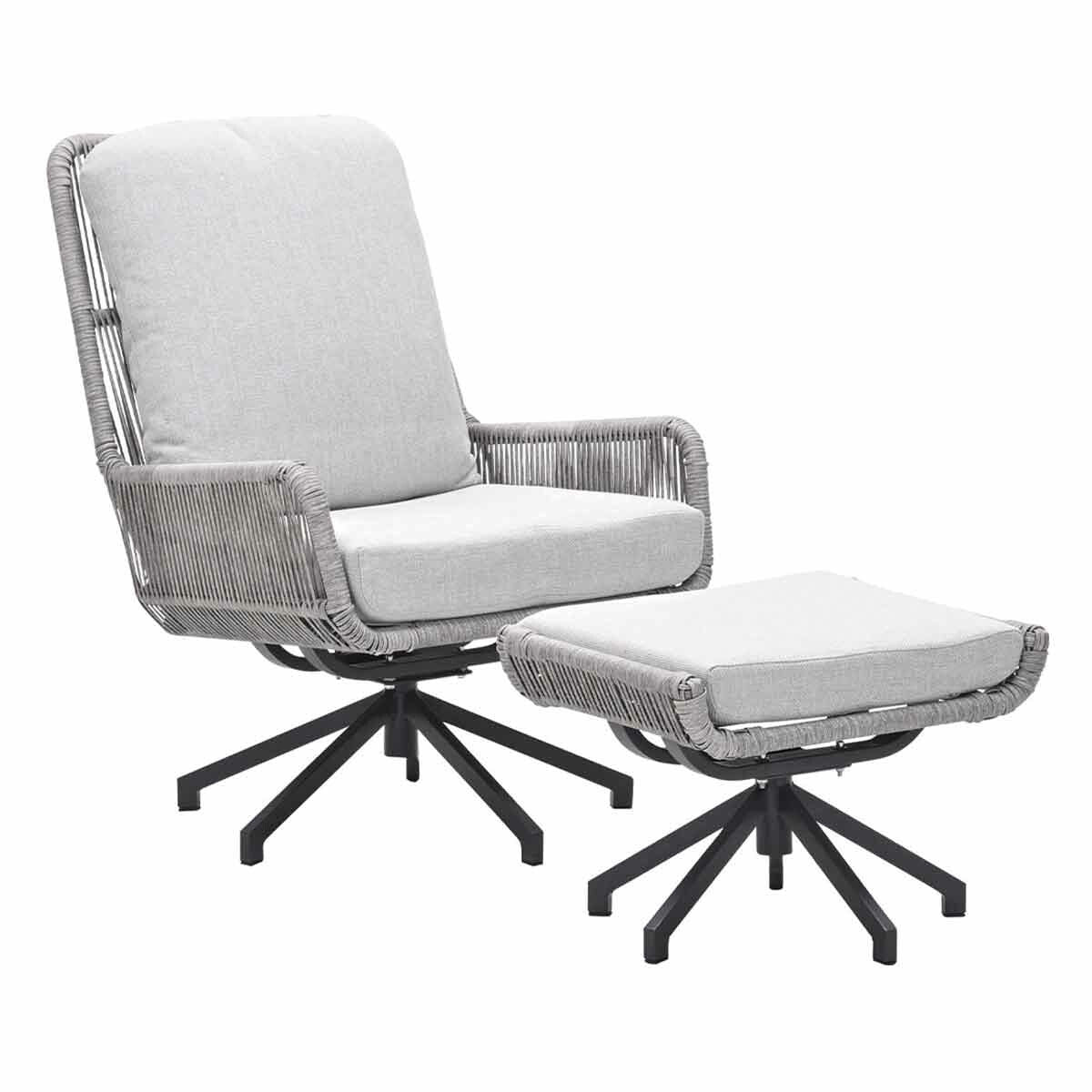 Garden Impressions loungestoel Bosh zand draaibaar incl. voetenbank