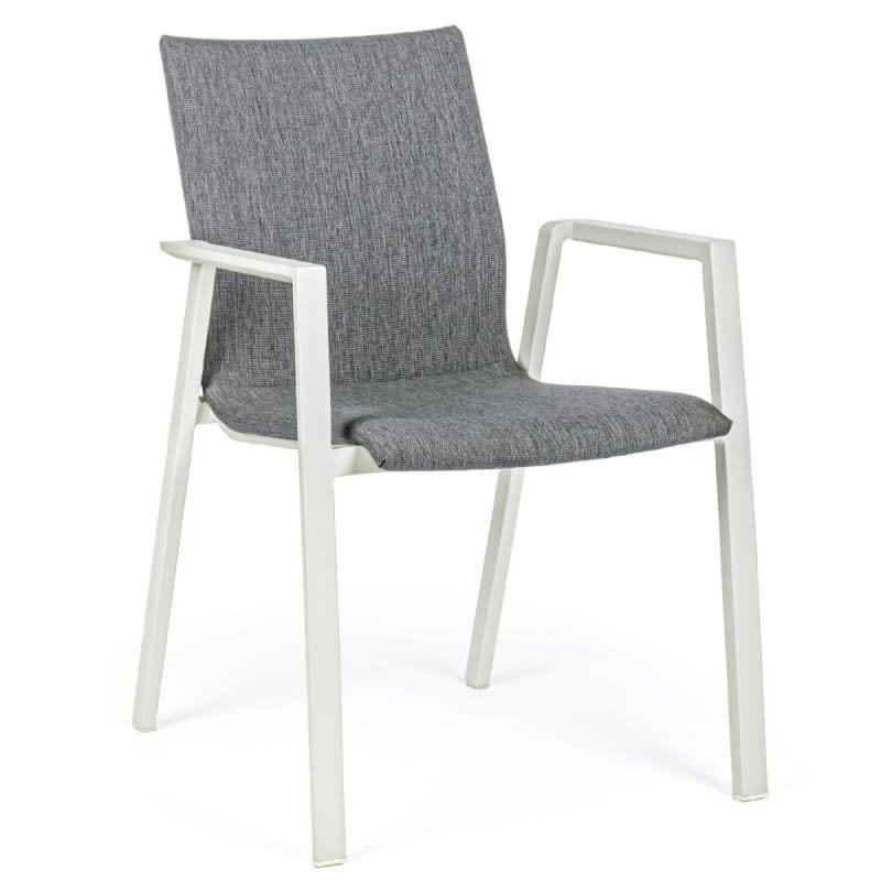 ODEON - Fauteuil de jardin aluminium blanc cassé