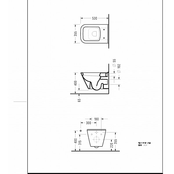 Cuvette WC suspendu avec bride forme rectangulaire - Diagonal