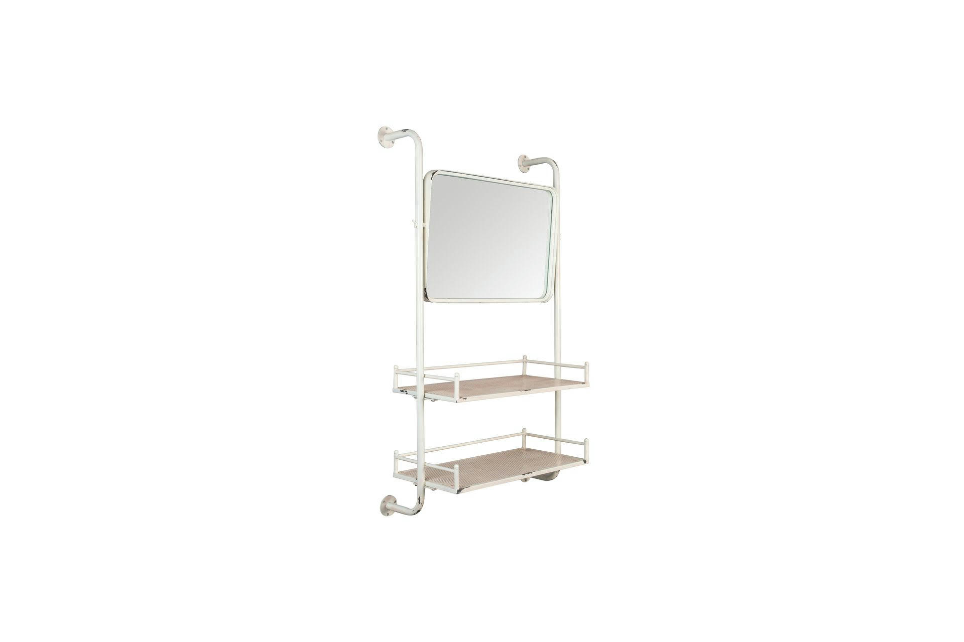 BARBER - Etagère en métal vieilli blanc