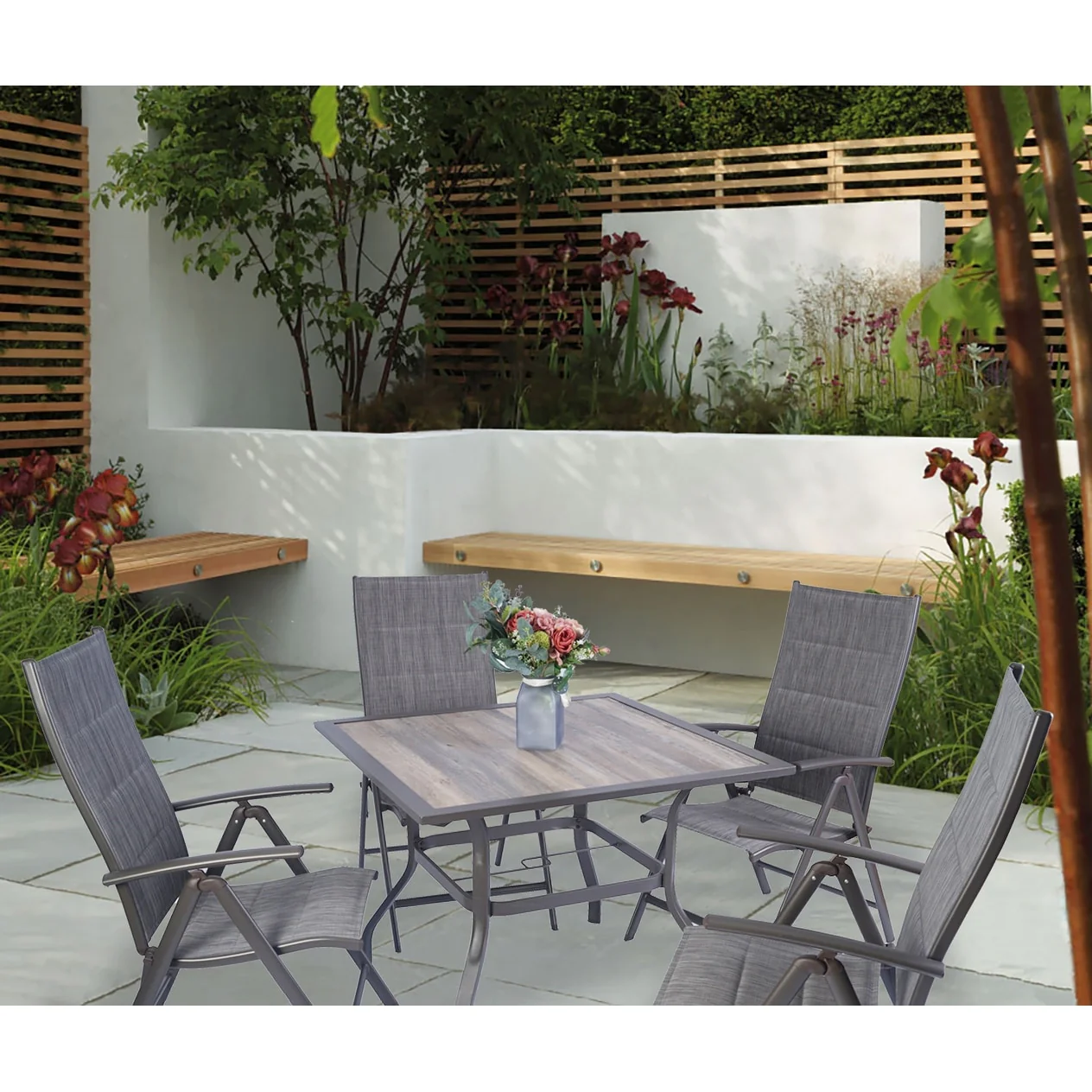 Kozyard Coolmen Outdoor Patio Dining Furniture 2-Pack Foldable Chairs