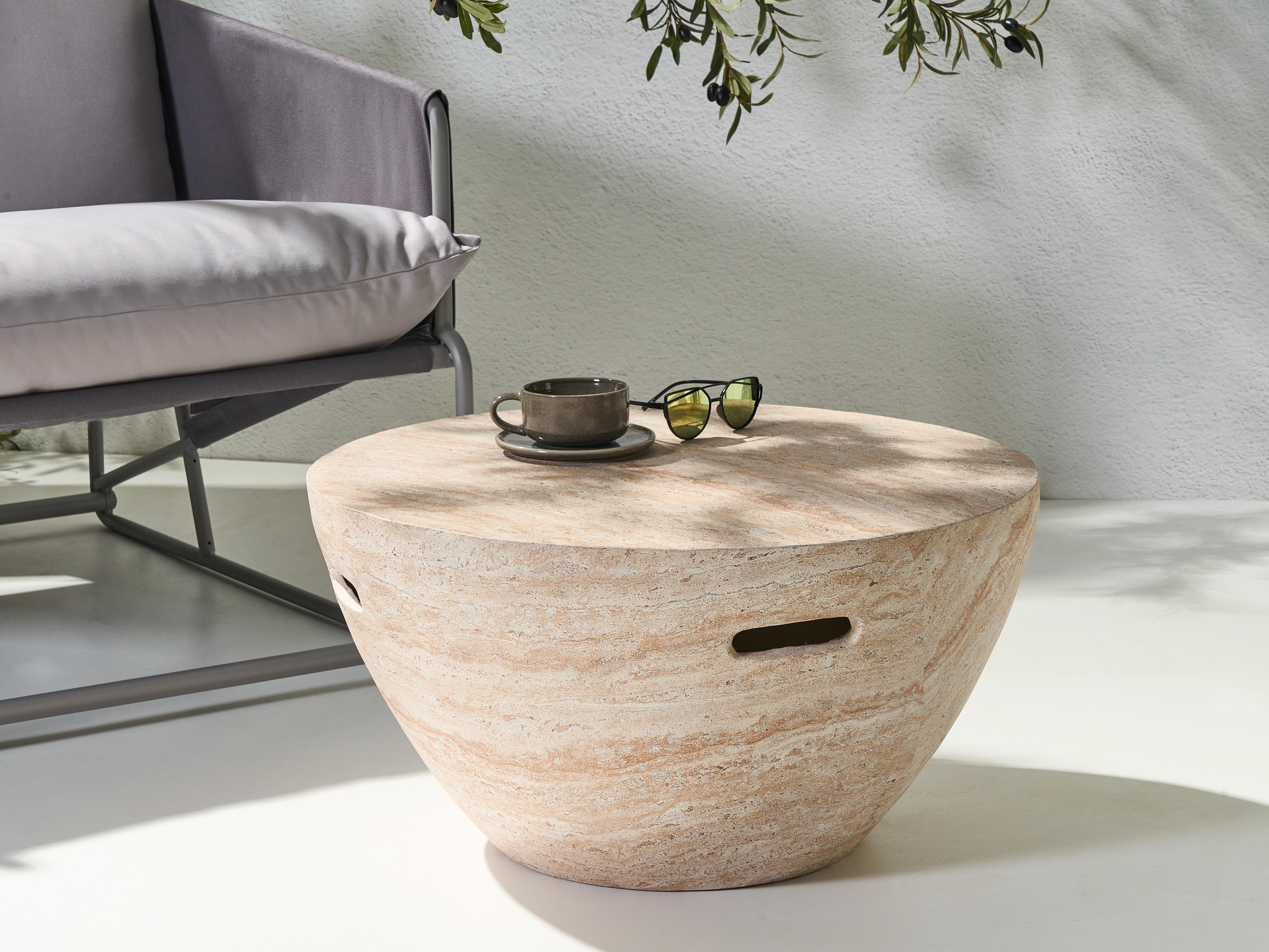 Coffee Table VICARELLO 68 cm 68 cm Travertine Effect