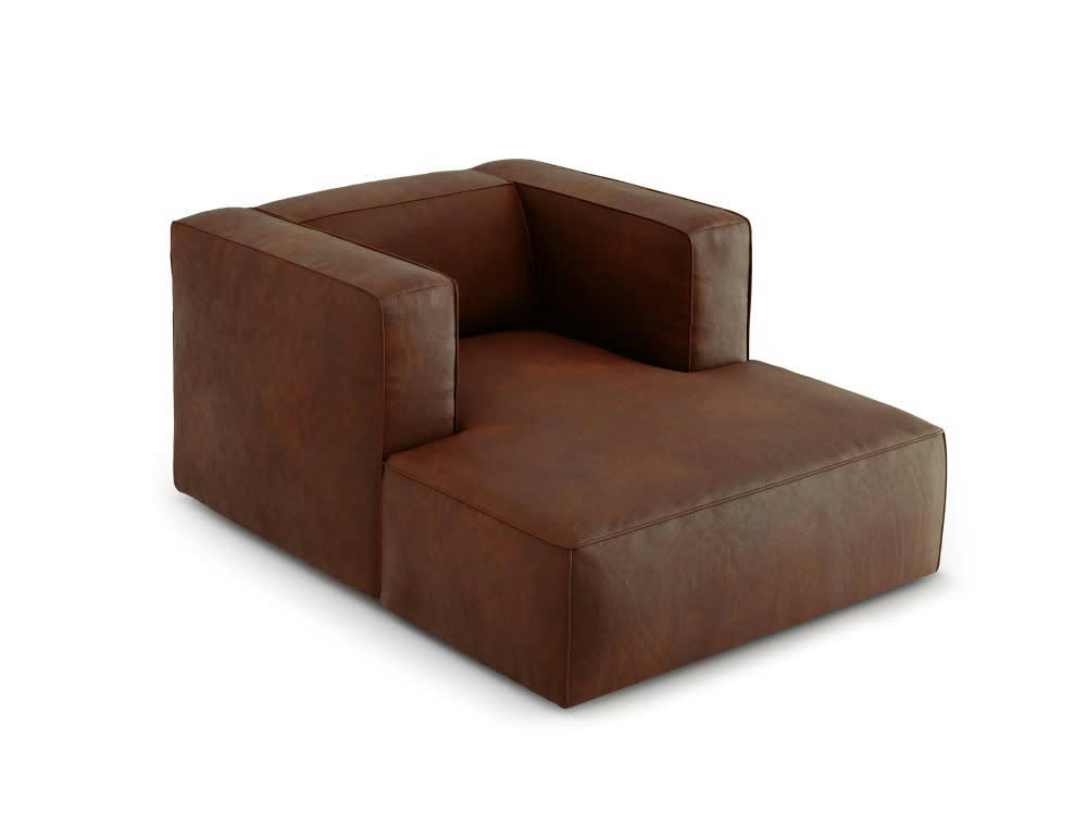 MUSE - Méridienne 1 place en cuir cognac