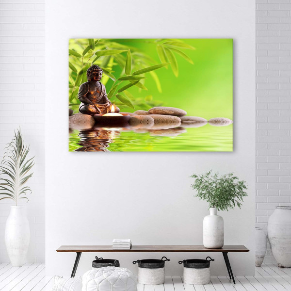Feeby Obraz na płótnie Budda i bambusowe liście 60x40