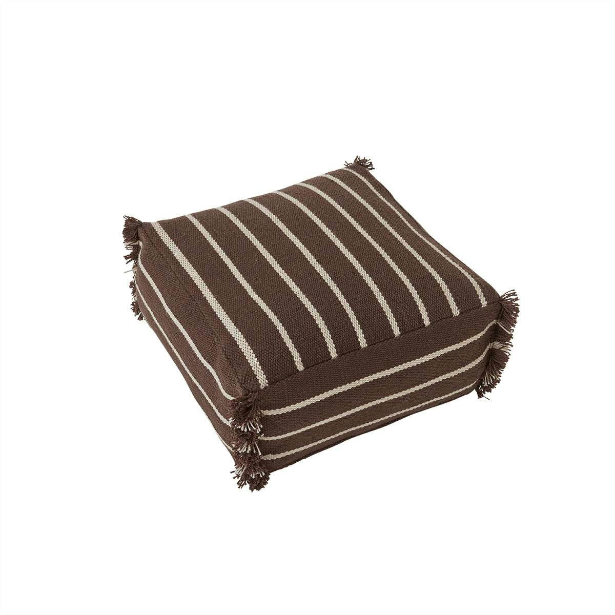 LINA - Pouf recyclé marron en polyester recyclé H32x62x62cm