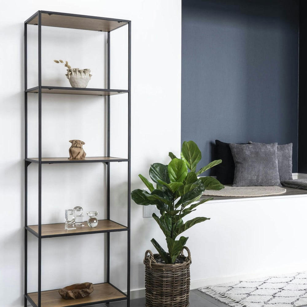 VITA - Etagère en bois et métal 51x170cm bois clair  et  noir