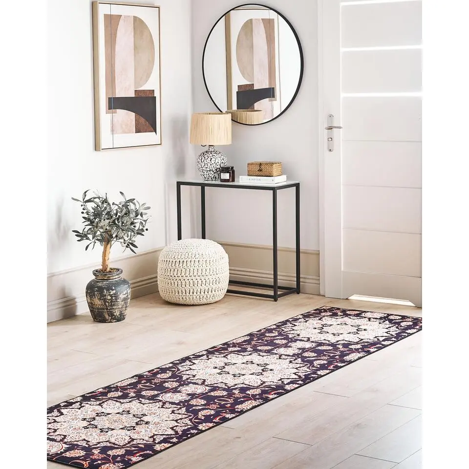 ARITAS - Loper tapijt - Zwart/Beige - 80 x 300 cm - Polyester