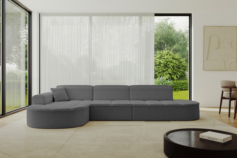 Narożnik lewostronny bez funkcji spania TARO-L2 - 328x171x79,5 cm Szary