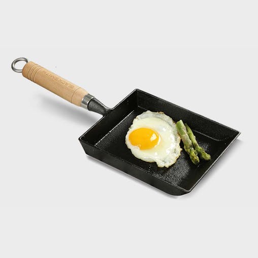 SOGA Cast Iron Tamagoyaki Japanese Omelette Egg Frying Skillet Fry Pan Wooden Handle