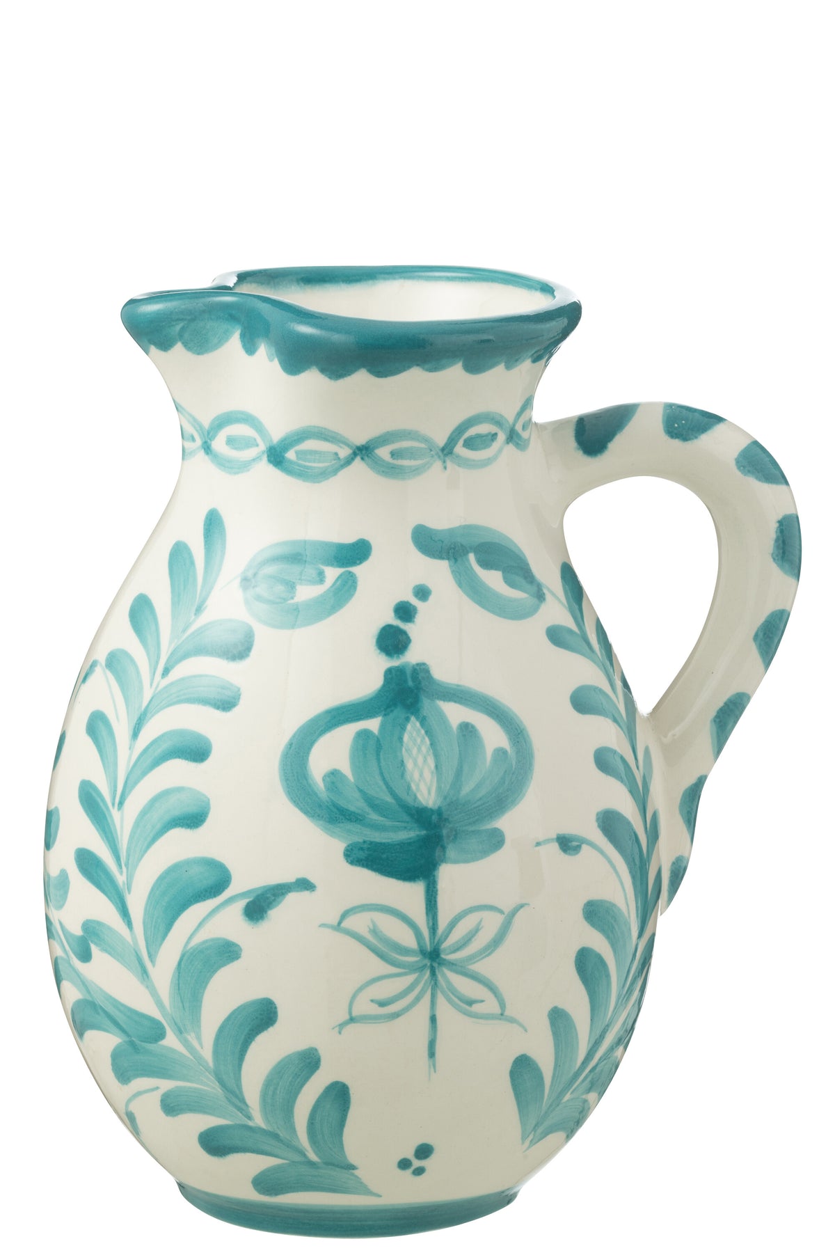 J-Line kruik Granada - keramiek - wit/aqua - large