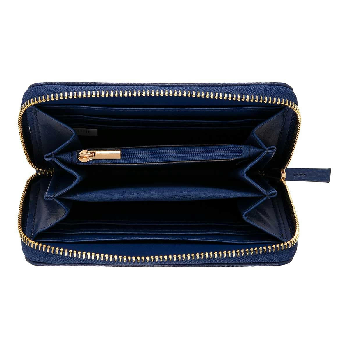 - Portefeuille Femme - Pois Dorés - Bleu Marine