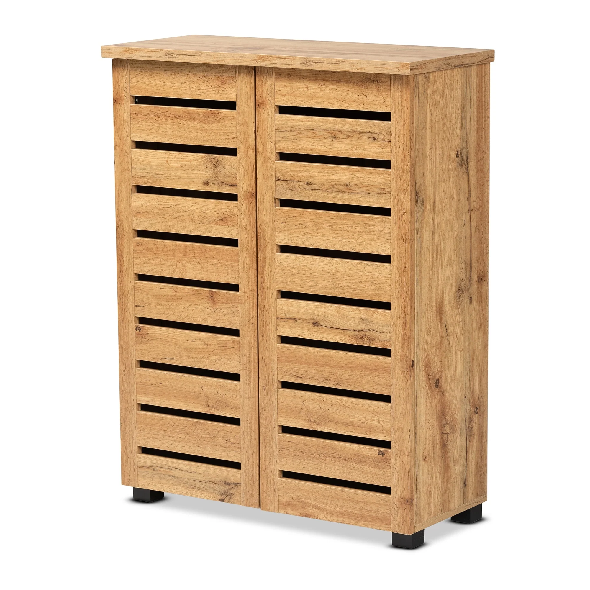 Adalwin Modern Oak Brown Finished Wood 2-Door Shoe Cabinet
