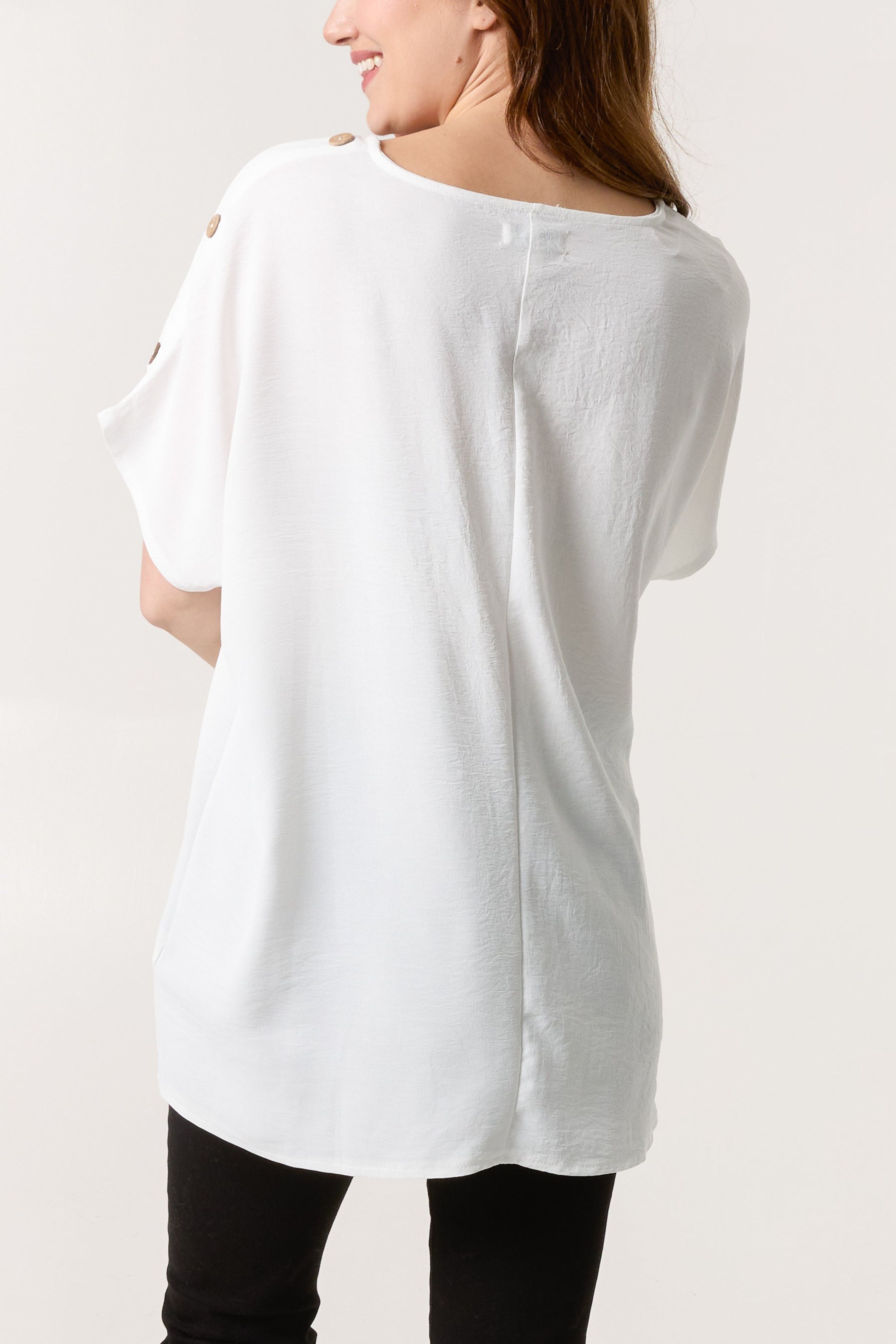 Blue Vanilla Ivory Round Neck Top