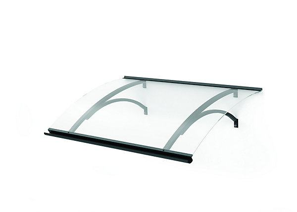 ARCTOM Auvent Olos 160x85, couleur blanc RAL9016, plaque incolore PMMA