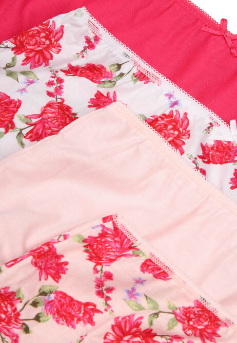 Womens 4pk Pink Floral Print Full Briefs