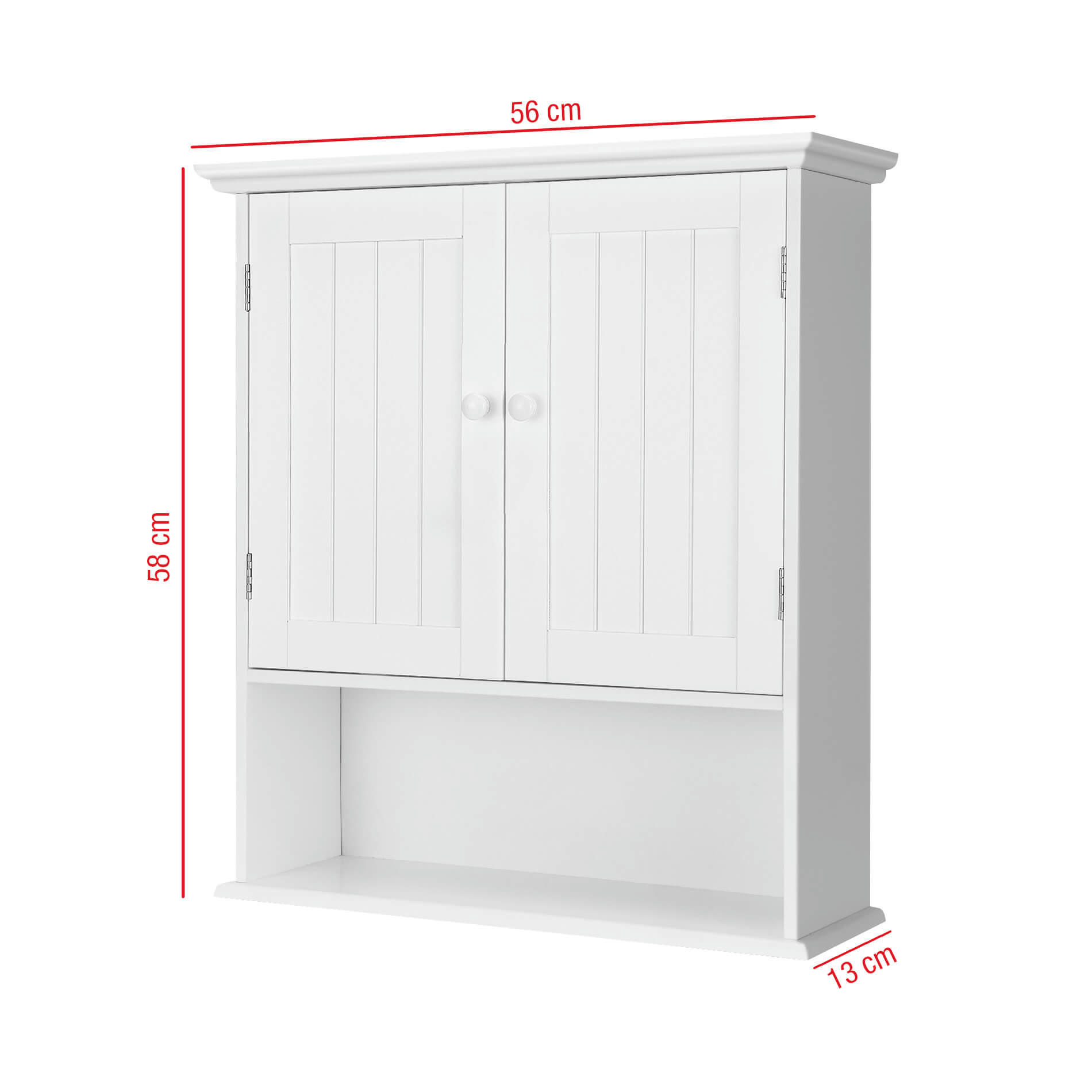 EASY LIFE - Etagères armoire murale avec 2 portes et 1 étagère en MDF blanc