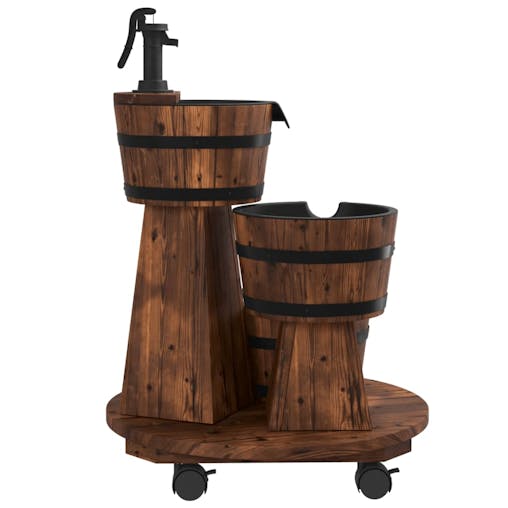 NNEVL Wheeled Water Fountain with Pump 55x55x80 cm Solid Wood Fir
