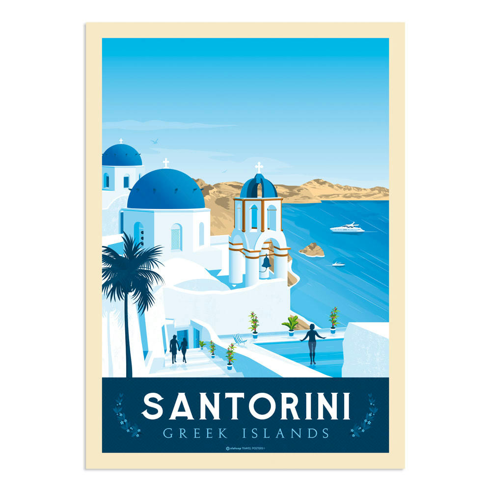 - Affiche Santorin  30x40 cm