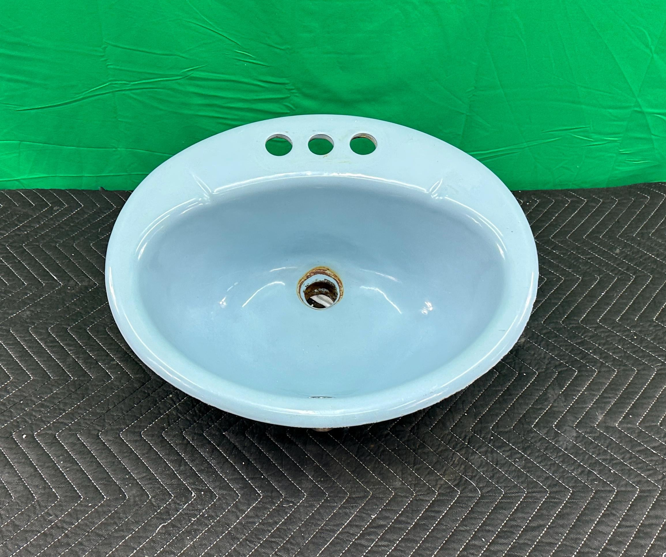 Kohler Blue Original Bathroom Sink Vanity Mount Cast Iron Vintage
