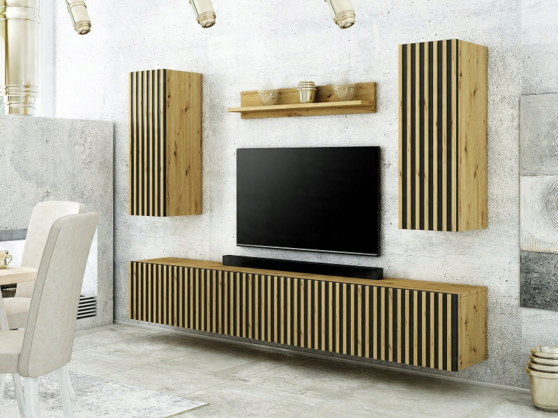 Mebloscianka Loft Z Lamelami Zestaw Trend-1 Dab Artisan