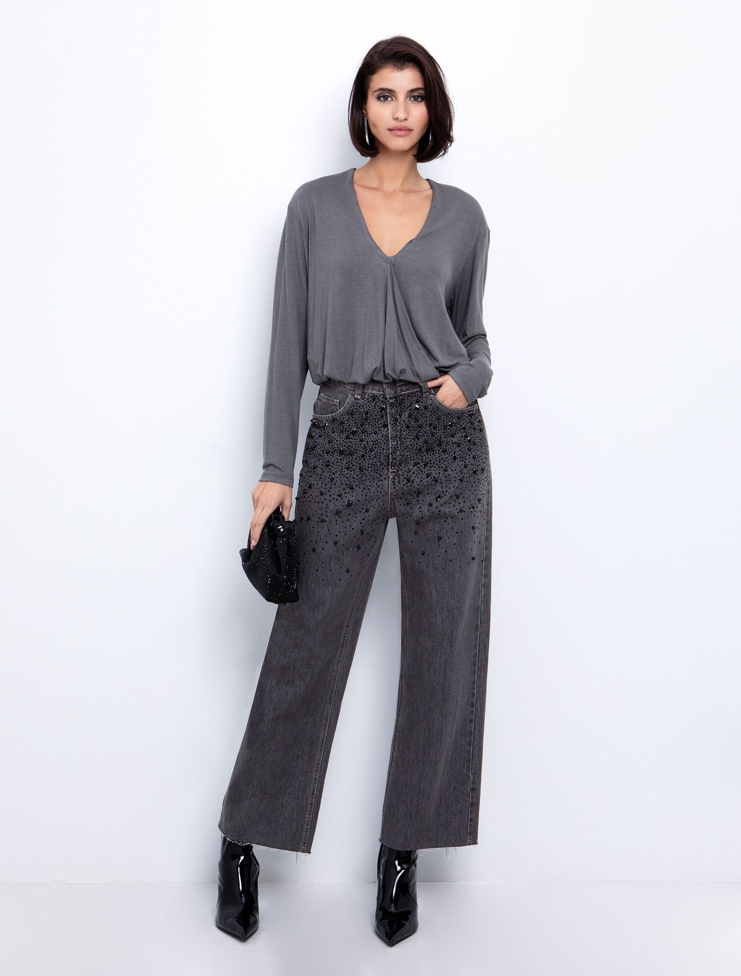 Ντραπέ μπλούζα με πιέτα